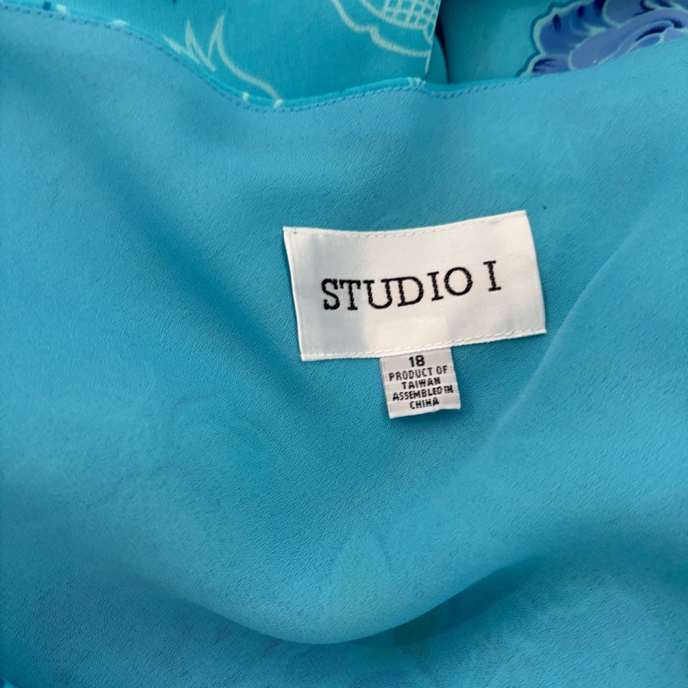 Vintage Y2K turquoise blue floral maxi dress size XL - Picture 7 of 7